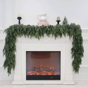 lot 3588 image: 2Pcs 9FT Christmas Cedar Garland Artificial Real Touch Thickness Realistic Greenery Pine Garland for Mantle Fireplace Outdoor Indoor Christmas Decorations