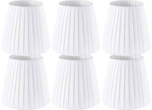 lot 3599 image: Set of 6 Natural Linen White Clip On Chandelier Lamp Shades For Chandeliers, Wall Lamps, And Other Lighting Fixtures Using E12 Bulbs 4  6  5 Inch