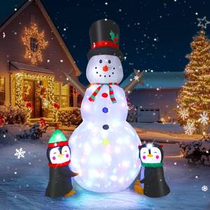 lot 3608 image: Dawdix 8FT Christmas Decs Inflatable Snowman, Christmas Blow Up Yard Decs Snowman with Penguins, Built-in Colorful Rotating LED Lights, for Holiday Xmas Party Garden, for Him, Her