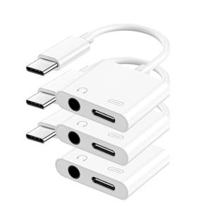 lot 3614 image: USB C to 3.5mm Headphone and Charger Adapter, Type C to Aux Jack Dongle Cable Cord with PD Fast Charging for iPhone 151617 ProMaxPlus, iPad, Samsung Galaxy S23S24 Ultra, Note 20 (3-Pack)