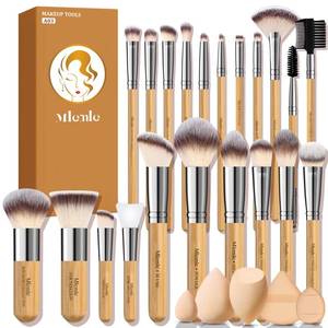 lot 3615 image: Makeup Brushes Set, Mlemle Professional 26 Pcs Makeup Kit, Include Concealers Powder Foundation Eye Blush shadows 21 Pcs Bamboo Makeup Brushes and 3 Makeup Sponge, 2 Powder Puff (A03)