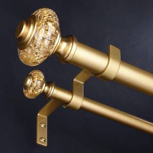 lot 3624 image: Wolistsa Gold Double Curtain Rods for Windows 72 to 144 Inch, 1 Inch Adjustable Decorative Crystal Long Dual Curtain Rod, Heavy Duty Vintage Double Drapery Pole with Gold Foil Finials for Living Room