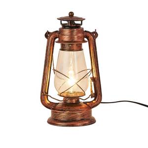 lot 3625 image: NOXARTE Rustic Lantern Table Lamp Plug-in Old Fashioned Night Light Perfect for Bedroom Living Room H15 Inch x W7 Inch
