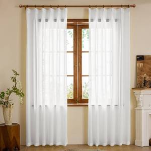 lot 3641 image: LCOOMZEN Pinch Pleated White Sheer Curtains 80 Inches Long Light Filterring Sheer Semi Voile Drapes Pinch Pleated Curtains for Living Room Bedroom(White, 42 W x 80 L, 2 Panels)