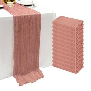 lot 3645 image: 12Pack Dusty Pink Cheesecloth Table Runner 10Ft Gauze Table Runner Pink Cheese Cloth Table Runners Long Sheer Fabric Tablerunners for Wedding Party Bridal Shower Thanksgiving Christmas