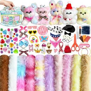 lot 3652 image: 124 Pcs Fuzzy Pipe Cleaner Craft Supplies Kit, 39inch Large Pastel Thick Fluffy Jumbo Fur Chenille Stems with Decorative Accessories. Creative DIY Animals Dog Puppy. Good for Gift.