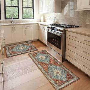 lot 3653 image: Collive Boho Kitchen Mat 2PCS, Cushioned Anti Fatigue Kitchen Mats for Floor Waterproof Kitchens Rugs Set of 2, Non Slip Comfort Standing Mat for Office, Sink, Laundry, 17x3017x59