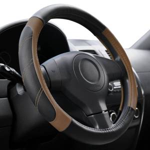 lot 3662 image: Elantrip Leather Steering Wheel Cover 15 12-16 inch Universal Padded Soft Grip Breathable for Car Truck SUV Jeep Anti Slip Brown