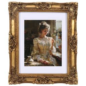 lot 3682 image: YUXINFRAME Vintage Picture Frames 6x8 Antique gold Photo frame with Mat 5x7 ornate picture frames with Acrylic Glass Baroque Tabletop Wall Hanging Home Decor picture frame