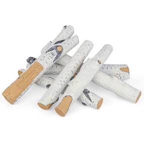 lot 3687 image: 6 Piece Ceramic White Birch Fire Logs for Indoor Fireplace,Ventless Gas Fireplace Logs for Indoor Gas Inserts,Electric Fireplaces and Outdoor Fire Bowls,with Realistic Heat-Resistant and Decorative