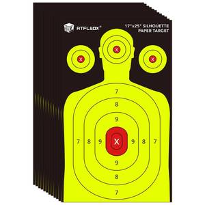 lot 3716 image: Atflbox Silhouette Paper Target for The Range, 17X25 Inch High Visibility Target Paper for Indoor and Outdoor Shooting Practice, Suitable for Handgun, Pistol, Rifle, Airgun, Pellet BB Gun (25 Pack)