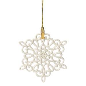 lot 3727 image: Lenox Ornament, 2025 Snow Fantasies Snowflake Ornament, Made from Porcelain with A Gold Cord for Hanging, Christmas Tree Decoration, Winter Tree Decor, Beautiful Snowflake Design (Cream, 1 Piece)