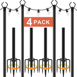 lot 3734 image: 10Ft String Light Poles 4 Pack,Light Poles for Outside Lights,Outdoor with Fence Brackets Hanging Lights,Metal Stand Deck Patio Backyard