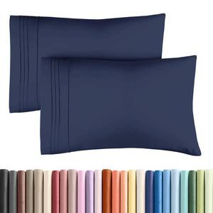 lot 3746 image: Queen Pillow Cases Set of 2 - Ultra Soft Hotel Quality Pillowcase Covers - Comfy, Cozy & Wrinkle Free - Shrinkage, Stain & Fade Resistant - Machine Washable Pillow Protectors - 2 Piece Set - Navy Blue
