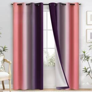 lot 3748 image: Yakamok Full Blakcout Ombre Dark Pink Purple Curtains for Bedroom, Gradient Room Darkening Curtain, Grommet Thermal Insulated 2 Thick Layers Window DrapesCurtain for Living Room,52 x 84 Inch,2 Panels