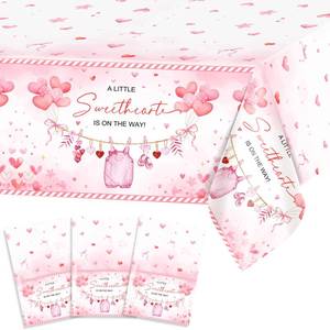 lot 3750 image: Avezano 3 pcs Valentines Baby Shower Decorations Valentines Day Baby Shower Tablecloth 108 x 54 A Little Sweetheart is on The Way Table Cover Plastic Disposable for Girls