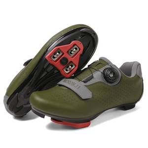 lot 3753 image: Cycling Shoes, Unisex Delta Cleats Compatible, Indoor Peloton and Outdoor Road Bike Shoes for Men and Women Olive 38