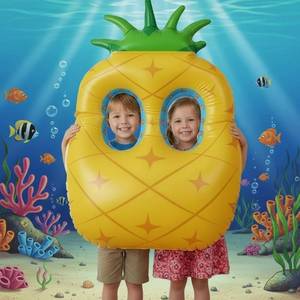 lot 3758 image: Colingmill 55 Inch Pineapple Photo Frame Inflatable Balloon Decorations Photo Backdrop Booth Selfie Frame Background for Xmas Party Supplies