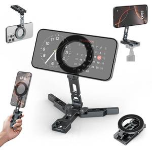 lot 3781 image: Magnetic Phone Tripod Stand,Foldable Cell Phone Holder for Magsafe with Arca-Swiss,14 Screw Hole,Cold Shoe Mount,Pocket Mini Aluminum Selfie Stick Tripod Mount for iPhoneAndroid,Desk,Travel