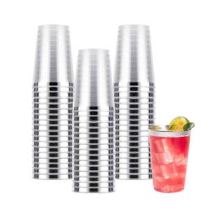 lot 3787 image: Goodluck 50PCS 12oz Silver Plastic Cups for Party, Disposable Silver Cups, Plastic Cocktail Glasses for Wedding Thanksgiving, Christmas, and