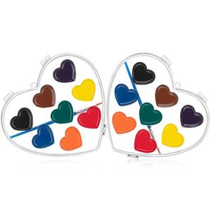 lot 3793 image: ARTLYMERS Valentines Day Gifts for Kids, 2 Pack Heart Watercolor Paint Set with Paintbrush for Kids, Prizes Exchange Gifts Valentine Water Color Party Favors for Preschool Classroom School