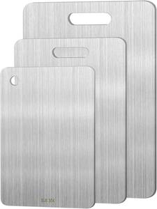lot 3799 image: 3pcs Stainless Steel Cutting Board Cutting Boards for Kitchen, Upgrade Double Sided Board, Thick Cutting Board for Home Kitchen Cooking