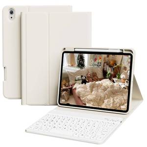 lot 3811 image: GKABXY Keyboard Case for iPad (A16) 11th Generation 11 inch 2025, iPad 10th Gen 10.9 Inch 2022, Detachable Wireless Bluetooth Keyboard Cover with Pencil Holder,Ultra-Fast Charging (Cream White)