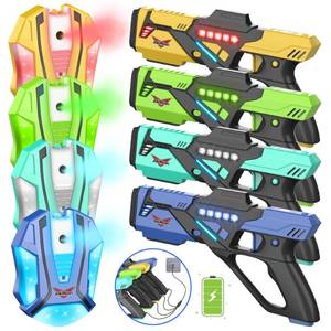 lot 3812 image: Rechargeable Laser Tag Set with Vests, Upgrade Laser Tag Guns Set of 4 with Mist Spray Effect & LED Digital, Multi Player Laser Tag Set for Kids Toy for Teen Boys & Girls, Ages 8