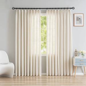 lot 3821 image: OYRING Faux Linen Double Pinch Pleat Window Curtains Panels,Semi Sheer Light Filtering Pinch Pleated Drapes for Living Room, 54 W x 108 L 1 Panel