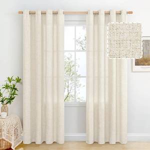 lot 3822 image: BGment Natural Faux Linen Curtains 84 Inch Long for Living Room - Burlap Textured Light Filtering Window Treatments Grommet Sheer Drapes for Farmhouse, 2 Panels, 52 X 84 Inch