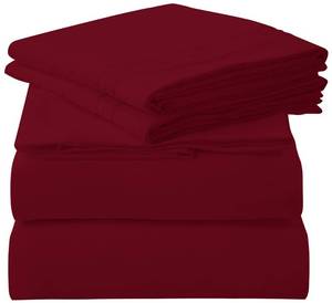 lot 3824 image: ROYALE LINENS 3 Piece Twin Sheets Set - Soft Brushed 1800 Microfiber Bedding - 1 Fitted and 1 Flat Sheet, 1 Pillow case - Wrinkle Free & Fade Resistant - Hotel Luxury Bed Sheets Set (Burgundy, Twin)