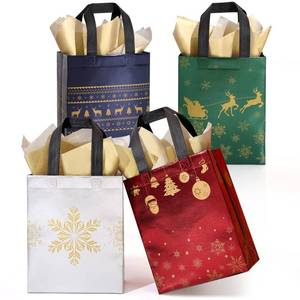 lot 3825 image: STYPOP 16 Pack 10 Christmas Gift Bags Medium Size with Tissue Paper, Reusable Non-Woven Christmas Tote Bags with Handles, Perfect for Holiday Gift WrapParty Favor Supplies, 10.2 x 8.3 x 4