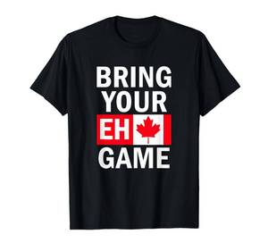 lot 3830 image: Bring Your Eh Game Canadian Flag Canada T-Shirt Grey S