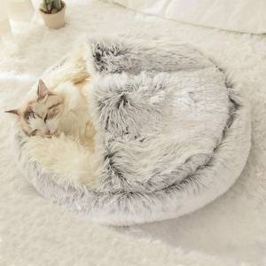lot 3836 image: Cat Bed Round Fluffy Hooded Cat Bed Cave, Anti-Anxiety Cave Bed with Hooded Blanket, Cozy Cuddler Luxury Puppy Pet Bed, Anti-Slip Bottom and Machine Washable (Grey, Large)