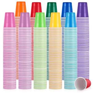 lot 3839 image: Eaasty 1000 Pcs Disposable Party Plastic Cups 10 Colors 5 Oz150 ml Plastic Drinking Cups Assorted Colors Disposable Drinking Tumblers for Tasting, Birthday Parties, Picnic, BBQ, Wedding
