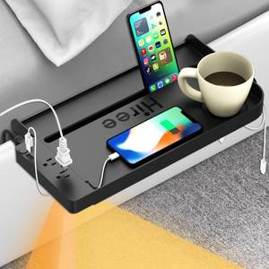 lot 3844 image: Bedside Shelf for Dorm Bunk Bed with USB Charging Port and 2 AC Outlets, Bedside Caddy, Attachable Bedside Table, College Dorm Essential Clip On Bedside Tray, Bunk Bed Accessories, Bedroom Furniture
