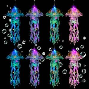 lot 3862 image: Jellyfish Decor, 8 Pcs Hanging Jellyfish Lanterns, Colorful Glitter Jelly Fish Decoration for Under The Sea Party Decorations Mermaid Theme Party Birthday Gifts for Women Girls Baby