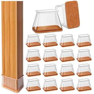 lot 3865 image: 28Pcs Chair Leg Floor Protectors Rectangle for Hardwood Floors Silicone Caps Covers Felt Furniture Pads Clear Chair Sliders, Protect The Floor from Scratches(FitL 2-2.5,W 1-1.5)