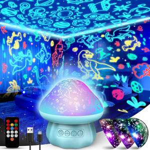 lot 3882 image: Dinosaur Gifts for Nursery Age 3-12 Dinosaur & Universe & Star Night Lights Projector Toys Gifts for 3-5 5-7 8-12 Year Old Boy, Night Light for Bedroom with Remote, Kids Night Lamp Room Decor