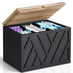 lot 3890 image: Tampon Holder for Bathroom Decor, Feminine Product Organizer With Lid, Shark Week Storage, Wood Pad Box for Toilet, Bathroom Accessories for Girl Stuff