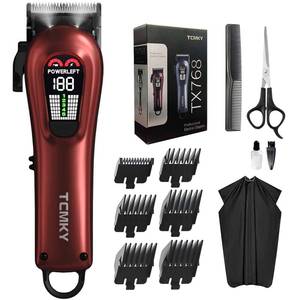 lot 3896 image: TCMKY Hair Clippers for Men Professional Clippers for Men Cordless&Corded Barber Clippers for Hair Cutting & Grooming. Rechargeable Hair Trimmer Kit for Household (Red)