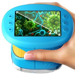 lot 3901 image: 1000X Handheld Microscope for Kids, 4K 2.4 Screen Digital Kids Microscopes with 12 Slides, Portable Edu Toys Gifts for Age 3 4 5 6 7 8 9 10 11 12 Year Old Boys Girls Children Students(Blue)