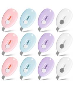 lot 3902 image: Bates- Mini Retractable Box Cutter, 12 pcs, Pastel Colors, Small Box Cutter Small, Mini Utility Knife, Mini Box Cutters Retractable, Mini Box Cutter Keychain Utility Knife, Small Box Cutter Mini