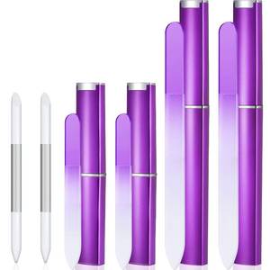 lot 3911 image: Mudder 6 Pack Crystal Glass Fingernail File with Case for Natural Nail and Cuticle Pusher Dual Ended Manicure Stick Set Nail Care Large Small Portable Tool Gift for Women Pastel Green Violet(Purple)