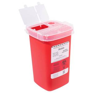 lot 3912 image: Alcedo Sharps Container for Home Use 1 Quart (1-Pack)  Biohazard Needle and Syringe Disposal  Small Portable Container for Travel and Professional Use