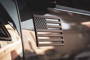 lot 3913 image: TACTILIAN Black American Flag Emblem Decal Cut-Out - Set of 2 3D 3M Adhesive Badge for Car, Truck, SUV, Pickup Trucks, Van, Motorcycle (2 Pack)