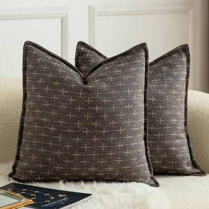 lot 3916 image: MANDIOO Pack of 2 Burlap Linen Throw Pillow Covers Woven Textured Modern Farmhouse Cushion Covers Pillowcase Decorative Couch Sofa Bed Living Room 22 x 22 Inch Dark Grey
