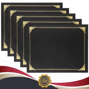 lot 3956 image: 10 Packs Certificate Holders, Black Certificate Covers, Diploma Holders, Certificate Folders with Gold Foil Border for Letter Size 8.5 x 11 Certificates, Diploma, Documents, Award Cover