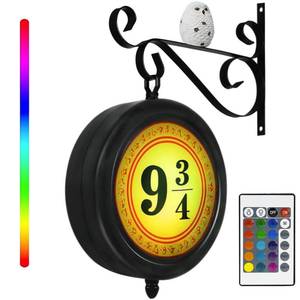 lot 3959 image: Lifnatty Platform Sign Lamp with Owl, Vintage Hanging Halloween Decorations, RGB 16 Color Dimmable Night Light, Home Room Decor, Gift for Christmas, Birthday or Movie Fan Magic Lamp Kids Gift
