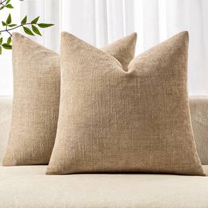 lot 3964 image: MIULEE Pack of 2 Decorative Throw Pillow Covers Soft Chenille Throw Pillows Solid Textured Cushion Covers for Couch Sofa Bedroom Living Room 22x22 Inch,Starfish Khaki Camel